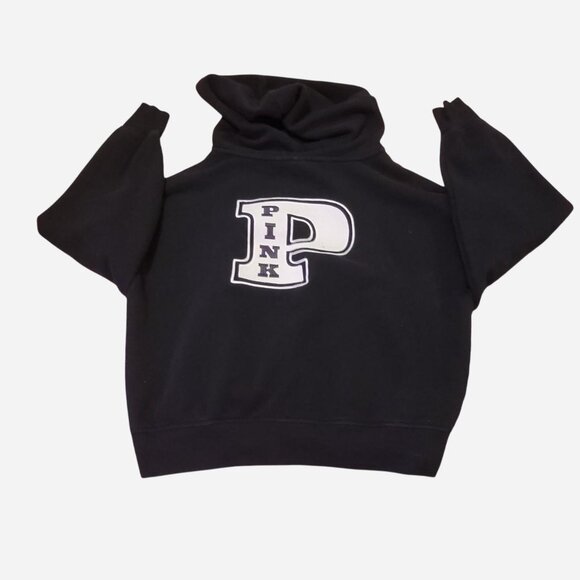 PINK Victoria's Secret Black Hoodie XS with Pink Logo - Picture 3 of 3